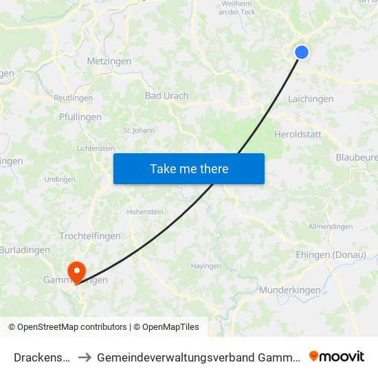 Drackenstein to Gemeindeverwaltungsverband Gammertingen map