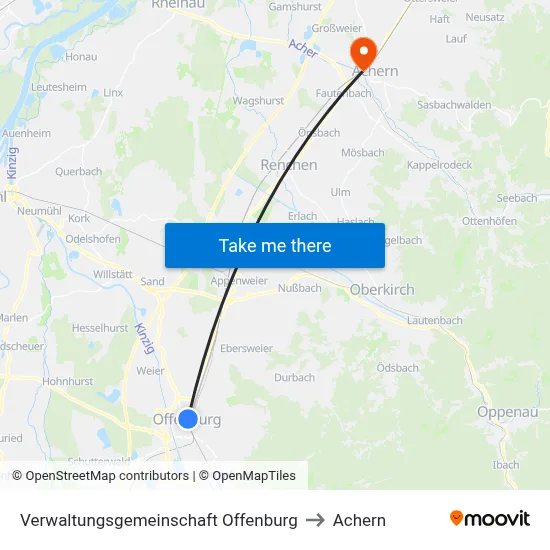 Verwaltungsgemeinschaft Offenburg to Achern map