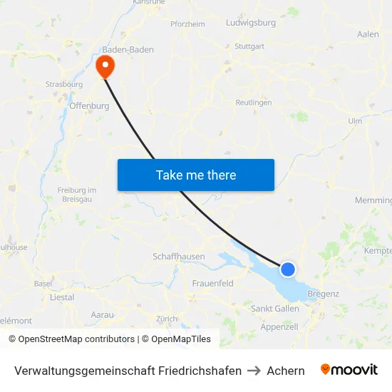 Verwaltungsgemeinschaft Friedrichshafen to Achern map