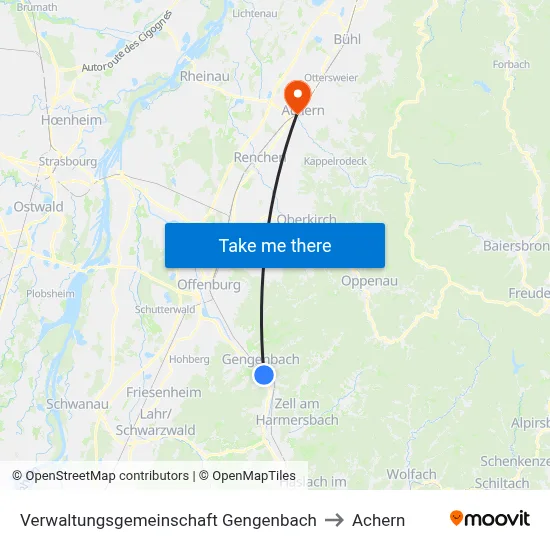 Verwaltungsgemeinschaft Gengenbach to Achern map