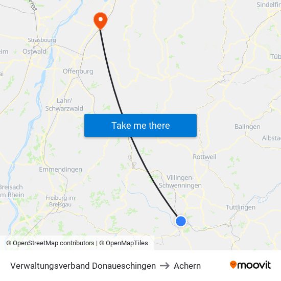 Verwaltungsverband Donaueschingen to Achern map