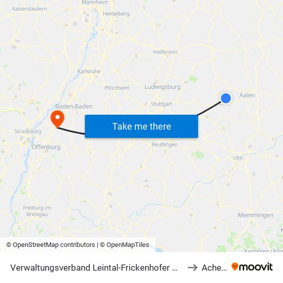 Verwaltungsverband Leintal-Frickenhofer Höhe to Achern map