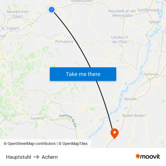 Hauptstuhl to Achern map