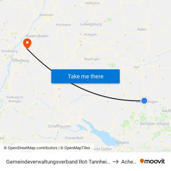 Gemeindeverwaltungsverband Rot-Tannheim to Achern map