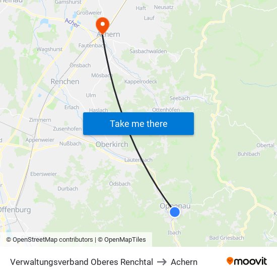 Verwaltungsverband Oberes Renchtal to Achern map