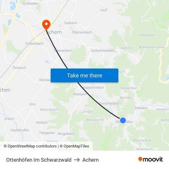Ottenhöfen Im Schwarzwald to Achern map