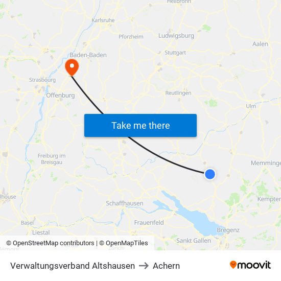 Verwaltungsverband Altshausen to Achern map