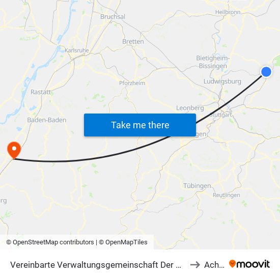 Vereinbarte Verwaltungsgemeinschaft Der Stadt Backnang to Achern map