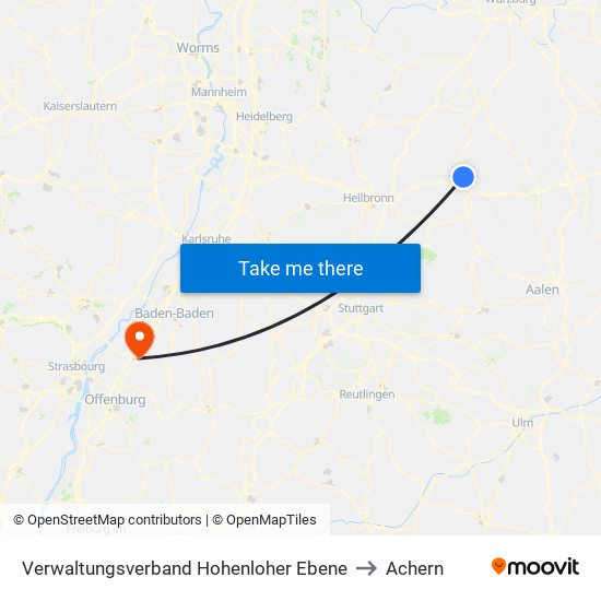 Verwaltungsverband Hohenloher Ebene to Achern map