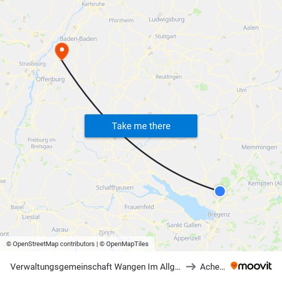 Verwaltungsgemeinschaft Wangen Im Allgäu to Achern map