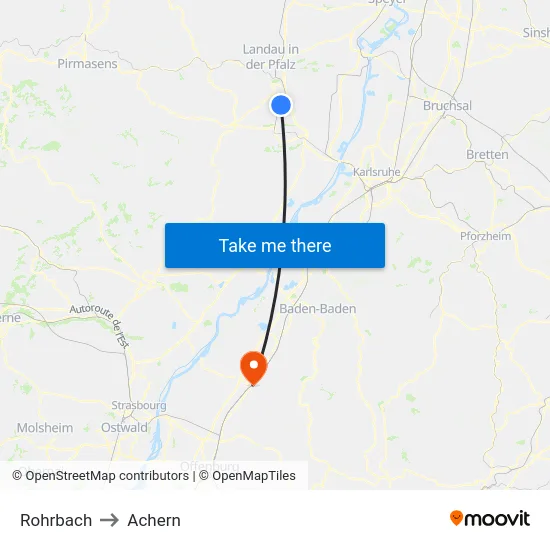 Rohrbach to Achern map