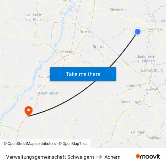 Verwaltungsgemeinschaft Schwaigern to Achern map