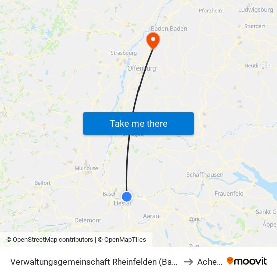 Verwaltungsgemeinschaft Rheinfelden (Baden) to Achern map