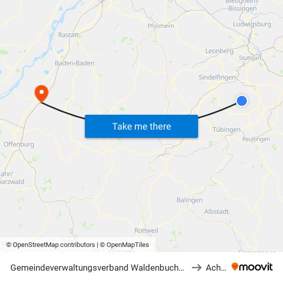 Gemeindeverwaltungsverband Waldenbuch/Steinenbronn to Achern map