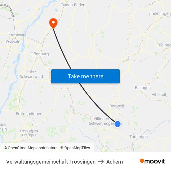 Verwaltungsgemeinschaft Trossingen to Achern map