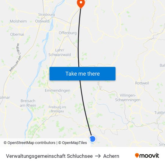 Verwaltungsgemeinschaft Schluchsee to Achern map