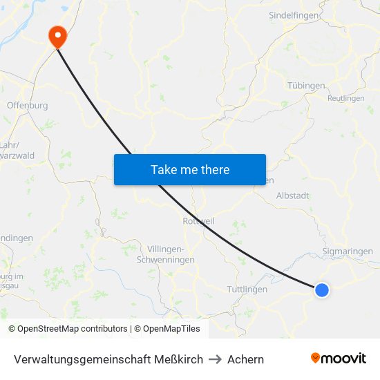 Verwaltungsgemeinschaft Meßkirch to Achern map