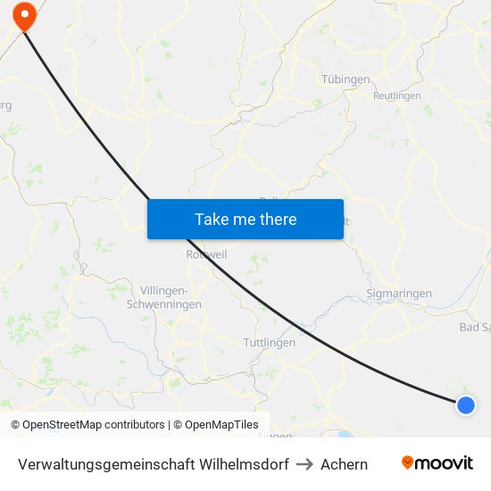 Verwaltungsgemeinschaft Wilhelmsdorf to Achern map