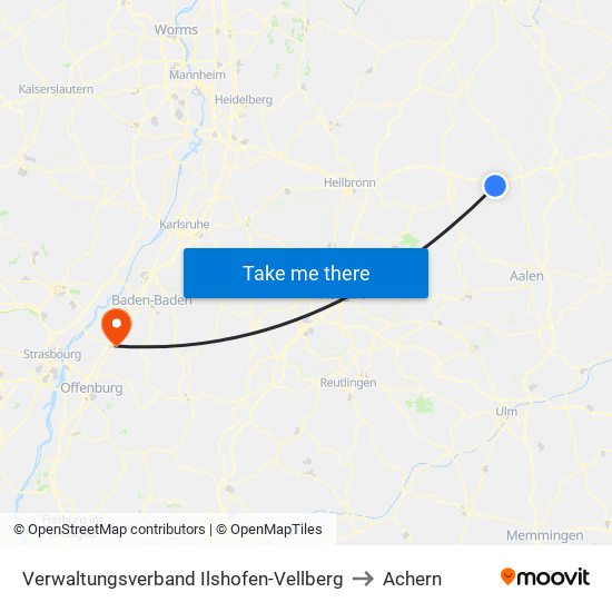 Verwaltungsverband Ilshofen-Vellberg to Achern map