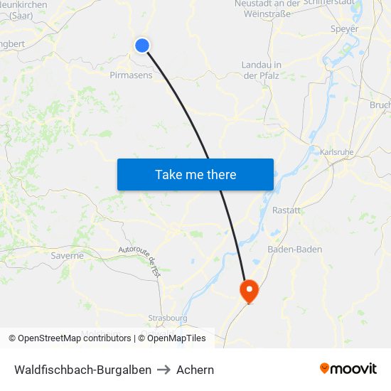 Waldfischbach-Burgalben to Achern map