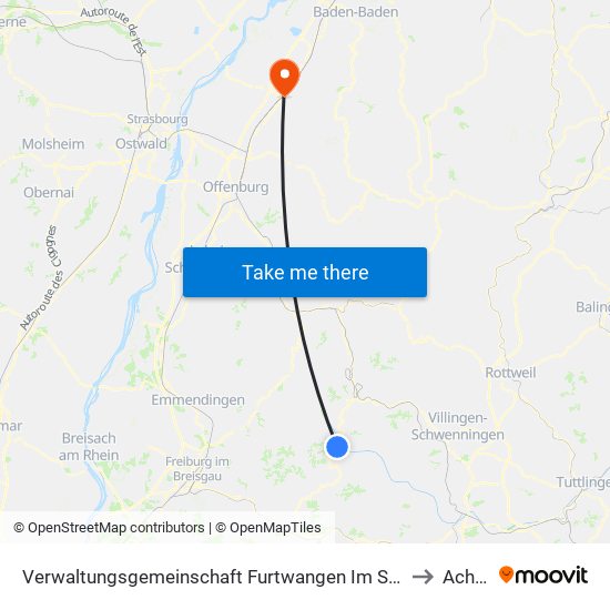 Verwaltungsgemeinschaft Furtwangen Im Schwarzwald to Achern map