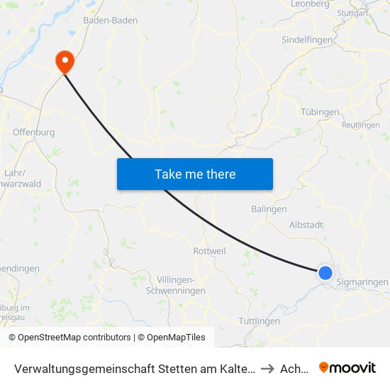 Verwaltungsgemeinschaft Stetten am Kalten Markt to Achern map