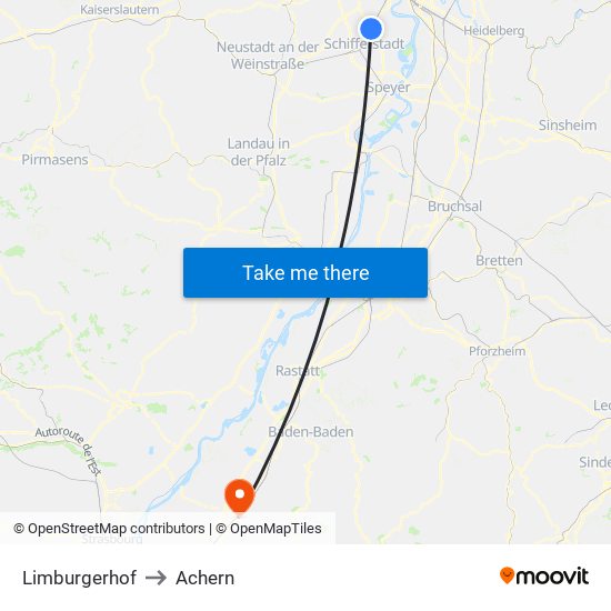 Limburgerhof to Achern map