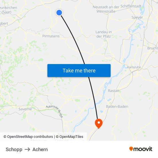 Schopp to Achern map