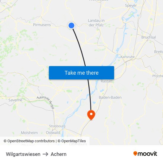 Wilgartswiesen to Achern map