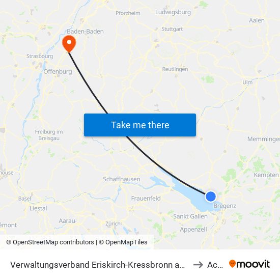 Verwaltungsverband Eriskirch-Kressbronn am Bodensee-Langenargen to Achern map