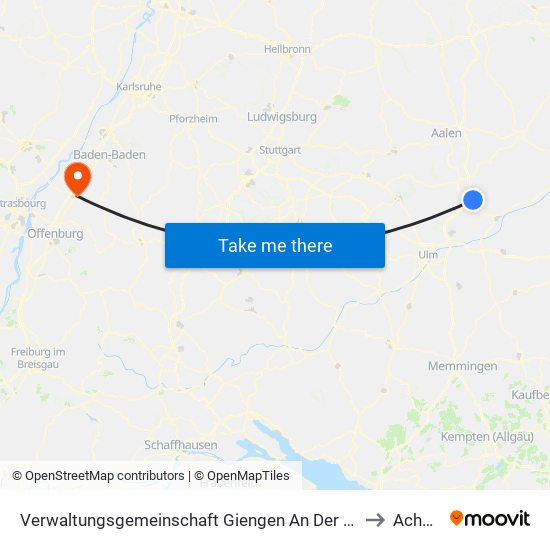 Verwaltungsgemeinschaft Giengen An Der Brenz to Achern map