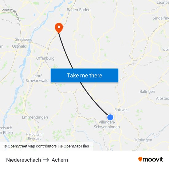 Niedereschach to Achern map