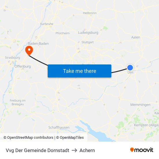 Vvg Der Gemeinde Dornstadt to Achern map