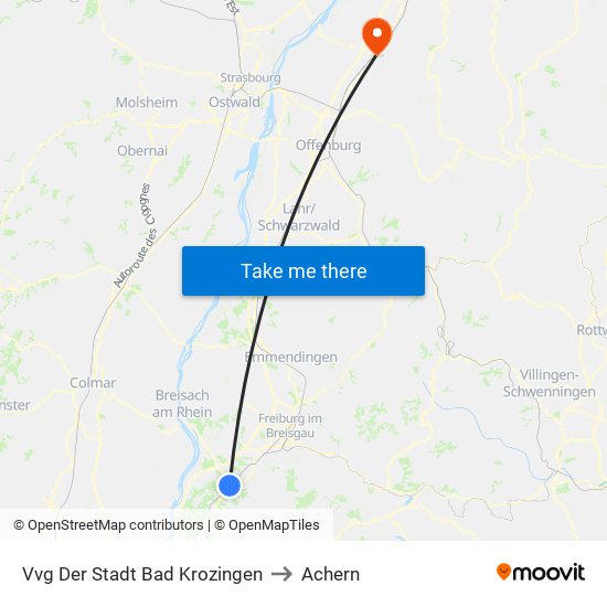 Vvg Der Stadt Bad Krozingen to Achern map