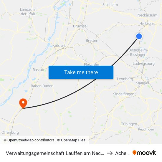 Verwaltungsgemeinschaft Lauffen am Neckar to Achern map