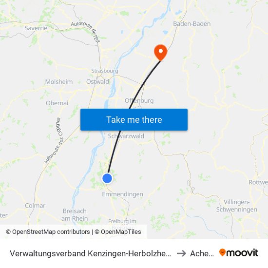 Verwaltungsverband Kenzingen-Herbolzheim to Achern map