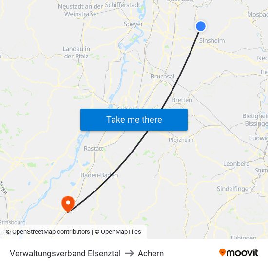 Verwaltungsverband Elsenztal to Achern map