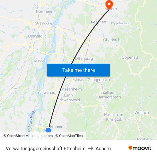 Verwaltungsgemeinschaft Ettenheim to Achern map