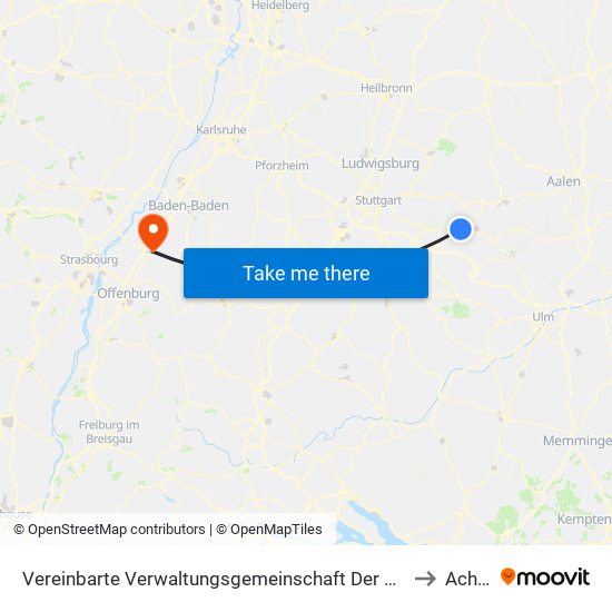 Vereinbarte Verwaltungsgemeinschaft Der Stadt Uhingen to Achern map