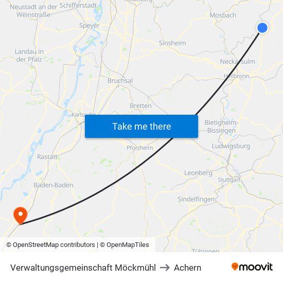 Verwaltungsgemeinschaft Möckmühl to Achern map