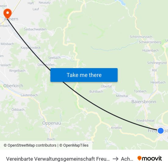 Vereinbarte Verwaltungsgemeinschaft Freudenstadt to Achern map