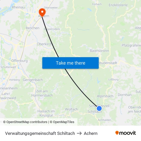 Verwaltungsgemeinschaft Schiltach to Achern map