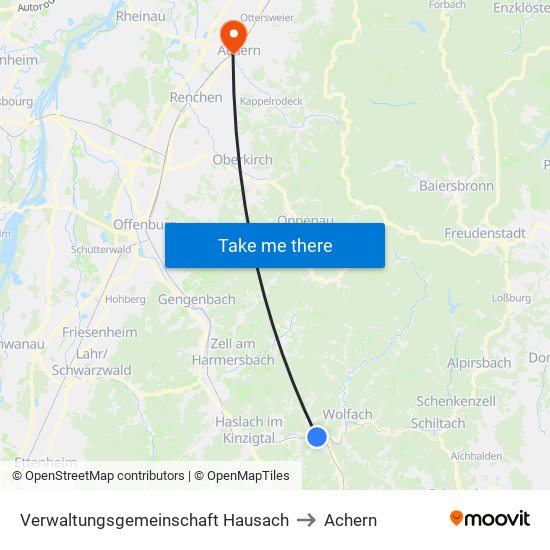 Verwaltungsgemeinschaft Hausach to Achern map