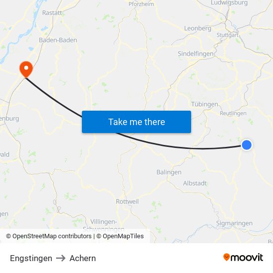 Engstingen to Achern map