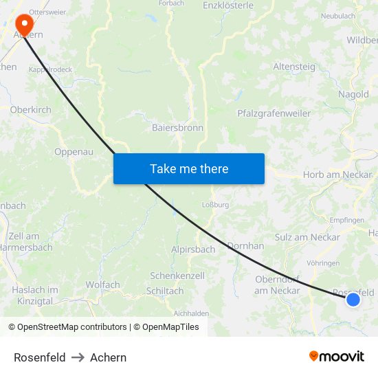 Rosenfeld to Achern map