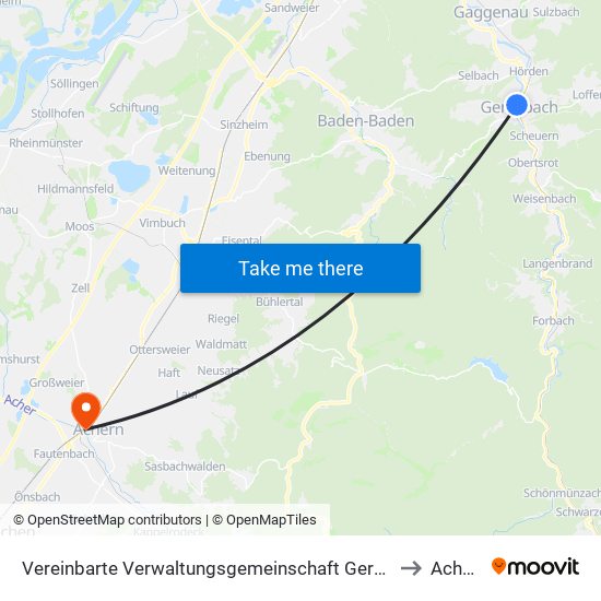 Vereinbarte Verwaltungsgemeinschaft Gernsbach to Achern map