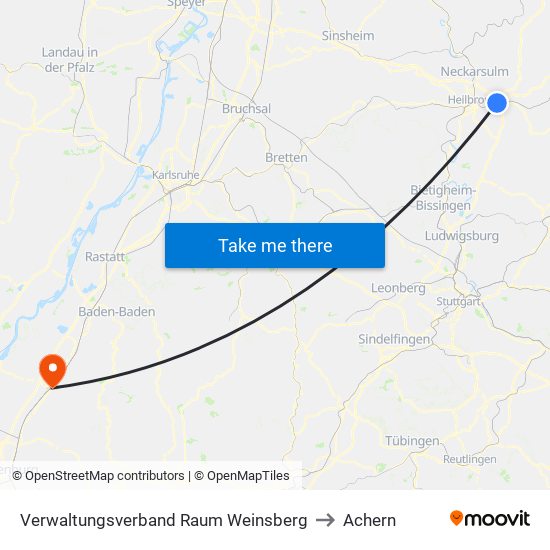 Verwaltungsverband Raum Weinsberg to Achern map