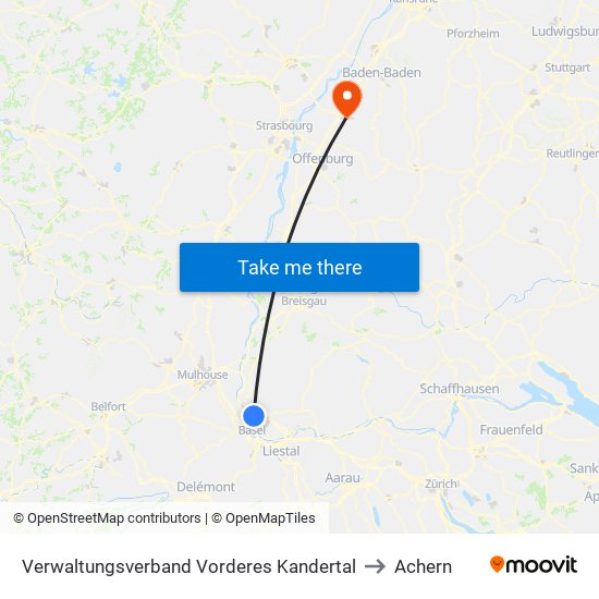 Verwaltungsverband Vorderes Kandertal to Achern map