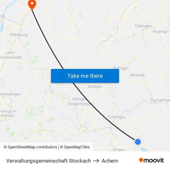 Verwaltungsgemeinschaft Stockach to Achern map