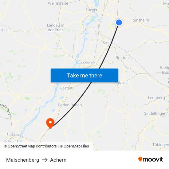 Malschenberg to Achern map